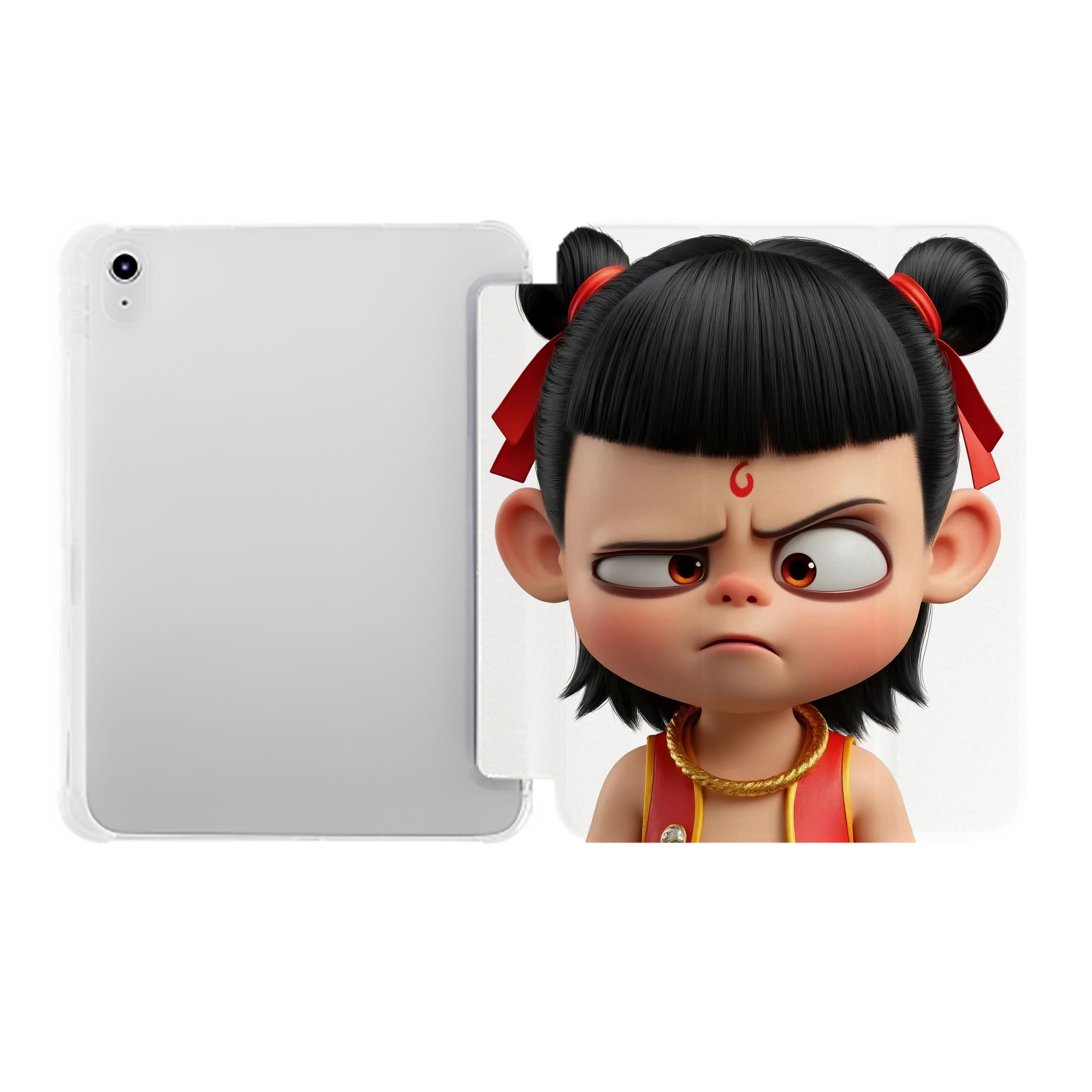 （画像用） Ne Zha 2 ナタ 魔童の大暴れ IPad ケース ペン収納付き 三つ折りスタンド PUレザー×シリコン 対応機種9.5/10.5/10.9インチ